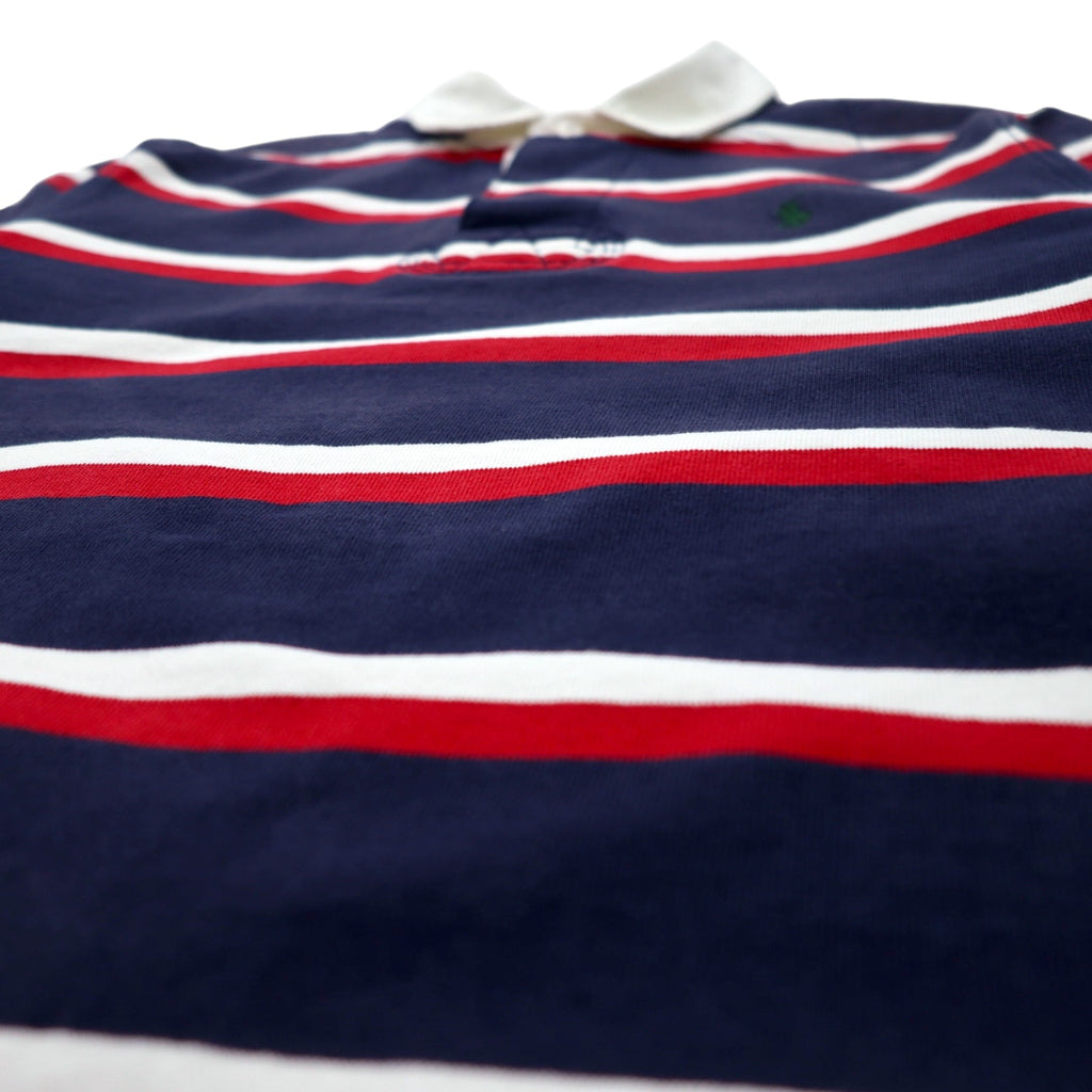 Polo by Ralph Lauren 90年代 ボーダー ラガーシャツ M ネイビー コットン スモールポニー 刺繍 スリランカ製
