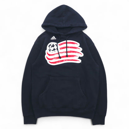 adidas プルオーバー パーカー S ブラック コットン 裏起毛 サッカー