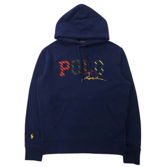 POLO RALPH LAUREN ロゴ刺繍  プルオーバーパーカー M ネイビー コットン