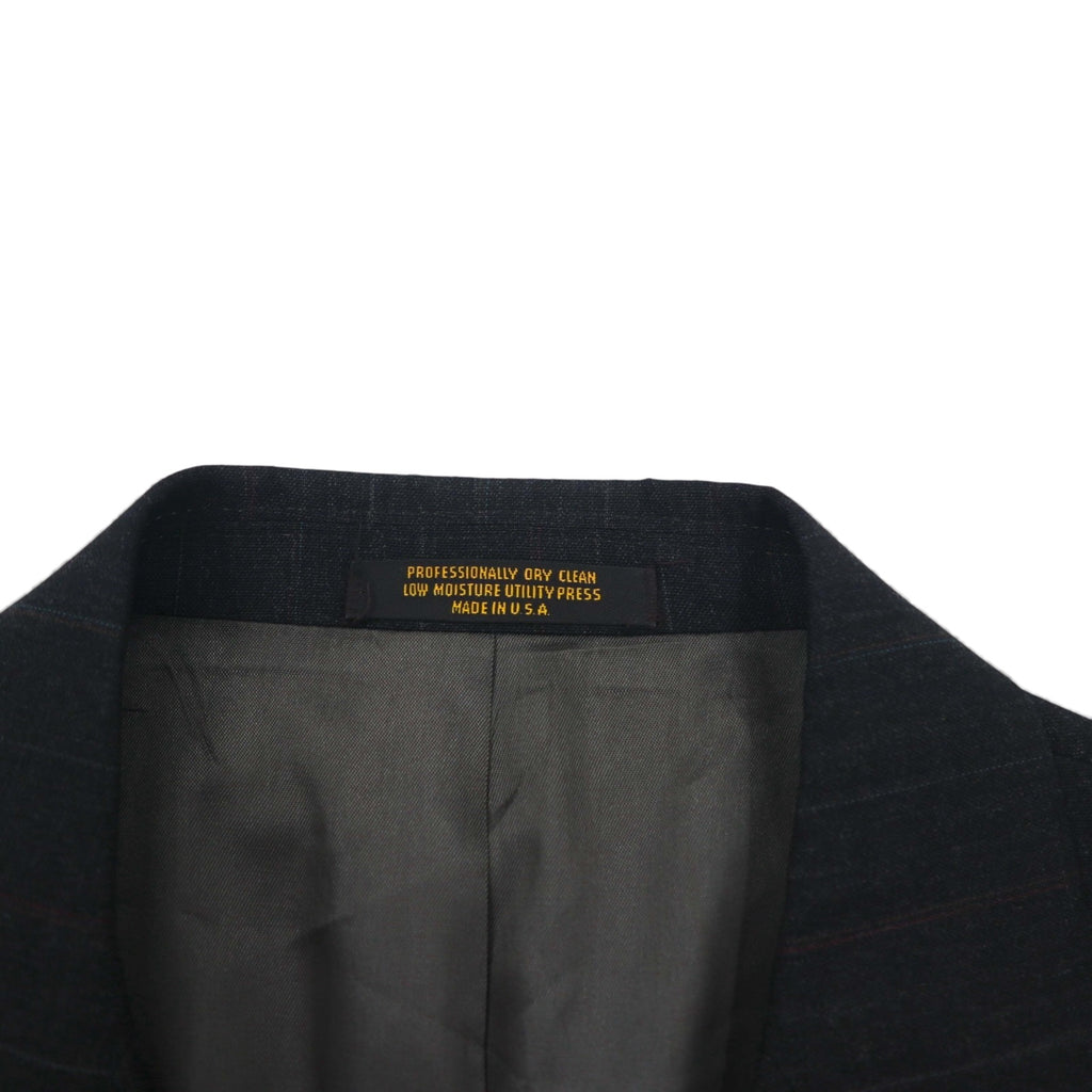 Vintage 80s USA Made Pinstripe Double Breasted Blazer Jacket by EVAN PICONE. Size L. Made in the USA. Features an ACTWU tag. Tailored for Foleys.