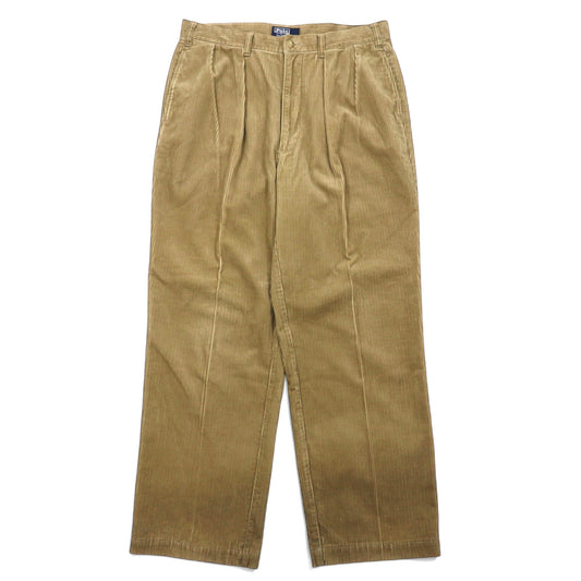 Polo by Ralph Lauren 90年代 タック ワイド コーデュロイパンツ 34 ベージュ コットン センタープレス POLO CORDS