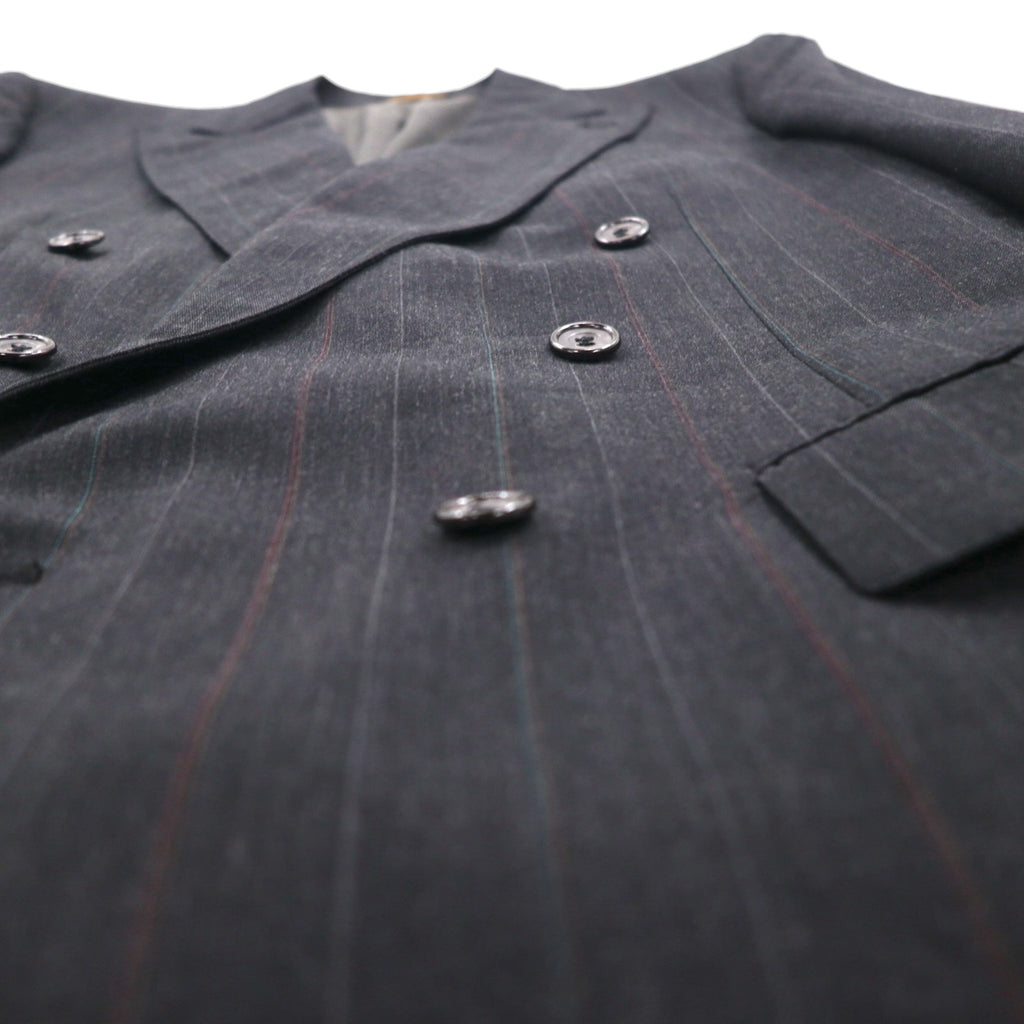 Vintage 80s USA Made Pinstripe Double Breasted Blazer Jacket by EVAN PICONE. Size L. Made in the USA. Features an ACTWU tag. Tailored for Foleys.