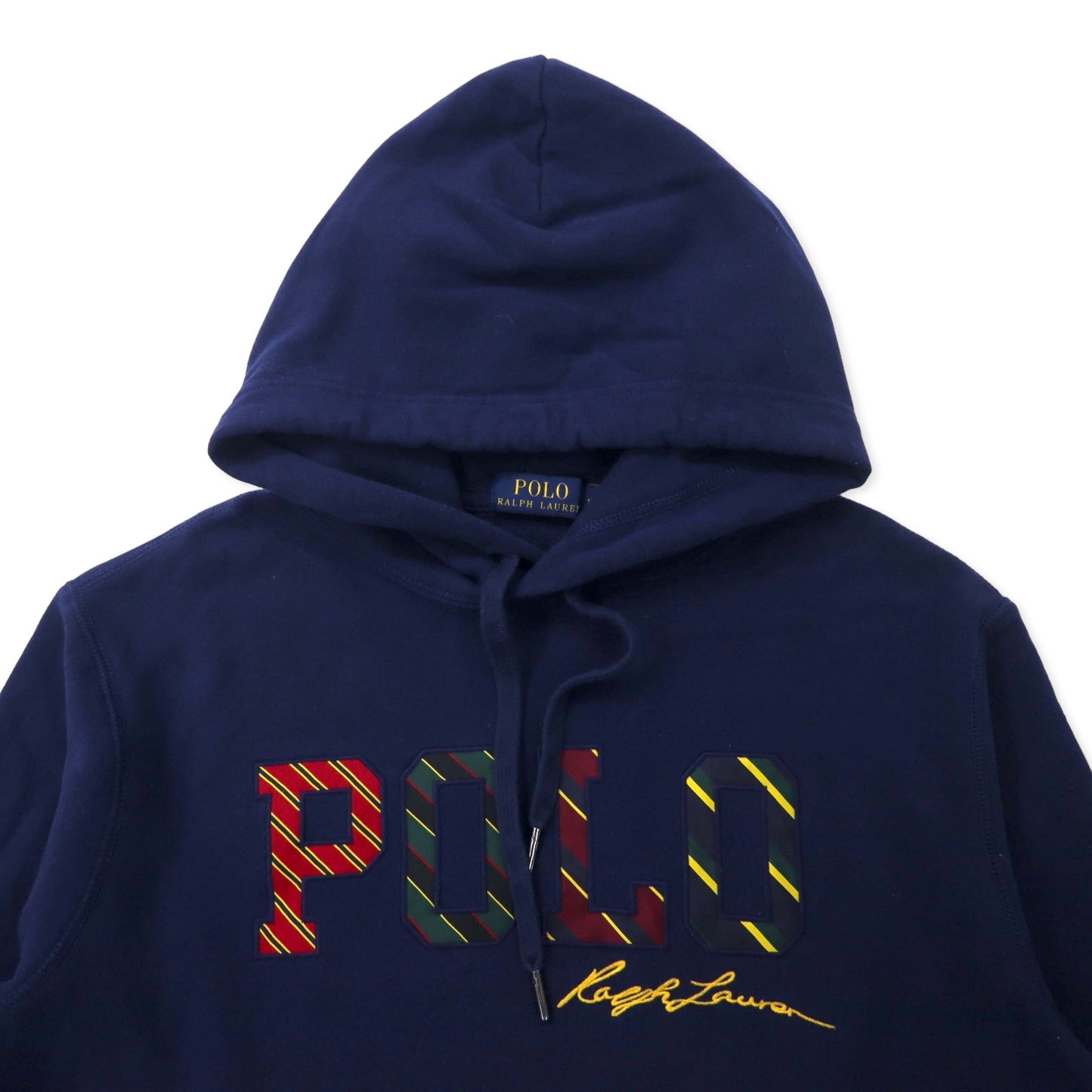 POLO RALPH LAUREN logo embroidery pullover hoodie m navy cotton 