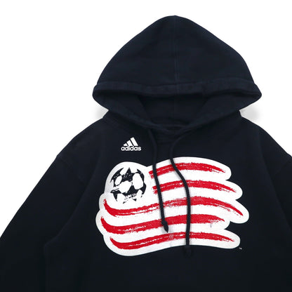 adidas プルオーバー パーカー S ブラック コットン 裏起毛 サッカー