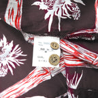 Navy Flag open collar aloha shirt, M, burgundy, rayon, all-over pattern, hibiscus