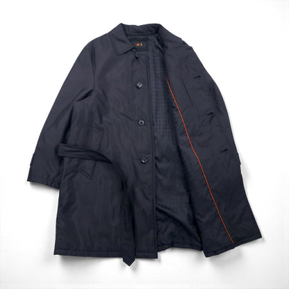 DAKS Padded Trench Coat, Size L, Black, Insulated, Belted, Made in Japan