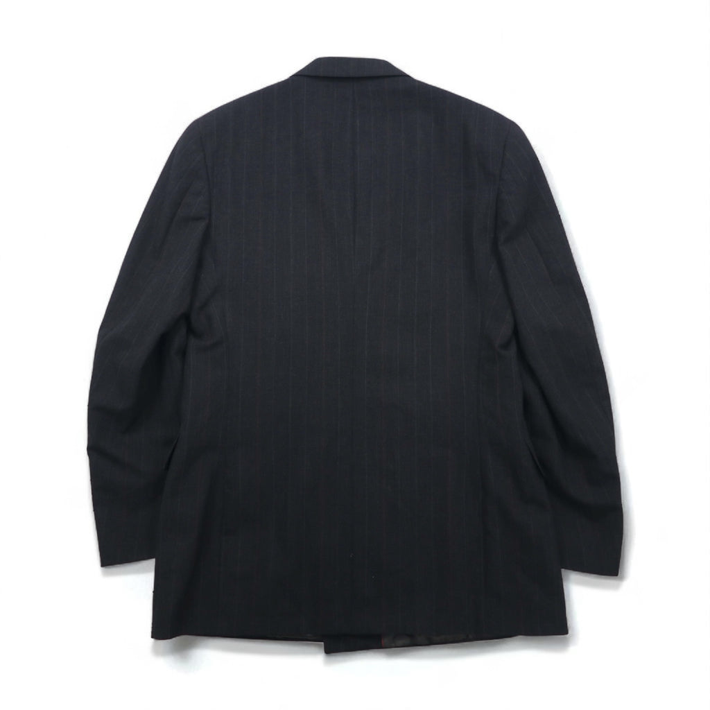 Vintage 80s USA Made Pinstripe Double Breasted Blazer Jacket by EVAN PICONE. Size L. Made in the USA. Features an ACTWU tag. Tailored for Foleys.