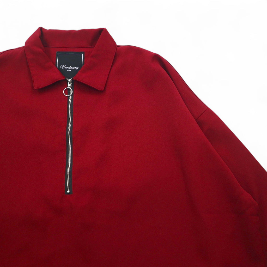 Unrelaxing Oversized Half-Zip Shirt FREE Bordeaux Polyester