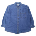 日本然リトテ-古着オンライン-Lee 90年代 デニム ボタンダウンシャツ XL ブルー コットン DENIM COLLECTION ワンポイント刺繍 US企業 ビッグサイズ-Lee 90's Denim Button-down Shirts XL Blue Cotton DENIM COLLECTION One Point Embroidery US Company Big Size