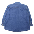 Lee 90s Denim Button Down Shirt XL Blue Cotton DENIM COLLECTION One Point Embroidery US Company Big Size