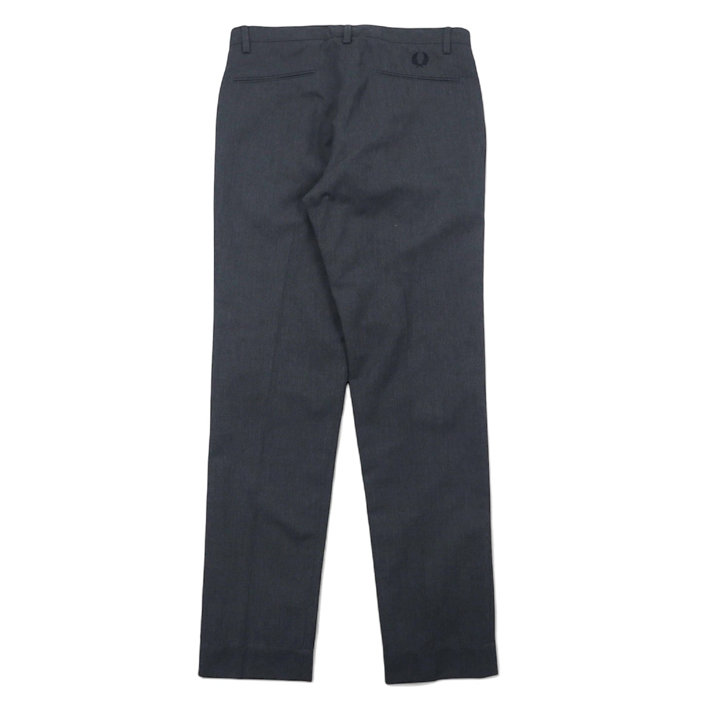 FRED PERRY センタープレス テーパード スラックスパンツ 30 グレー コットン PEG LEG TROUSER T3815 ポルトガル製