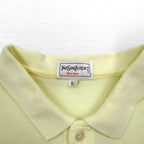 YVES SAINT LAURENT 90年代 ポロシャツ L イエロー コットン 鹿の子 YSL 胸ポケット ワンポイントロゴ刺繍