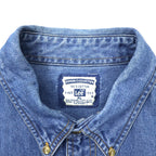 Lee 90s Denim Button Down Shirt XL Blue Cotton DENIM COLLECTION One Point Embroidery US Company Big Size
