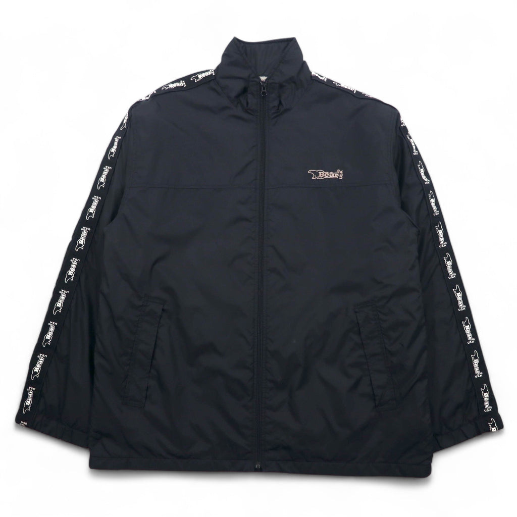 Bear USA 90s Stand Collar Nylon Jacket Jersey XL Black Logo Tape Sideline