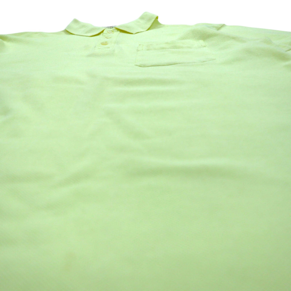 YVES SAINT LAURENT 90年代 ポロシャツ L イエロー コットン 鹿の子 YSL 胸ポケット ワンポイントロゴ刺繍