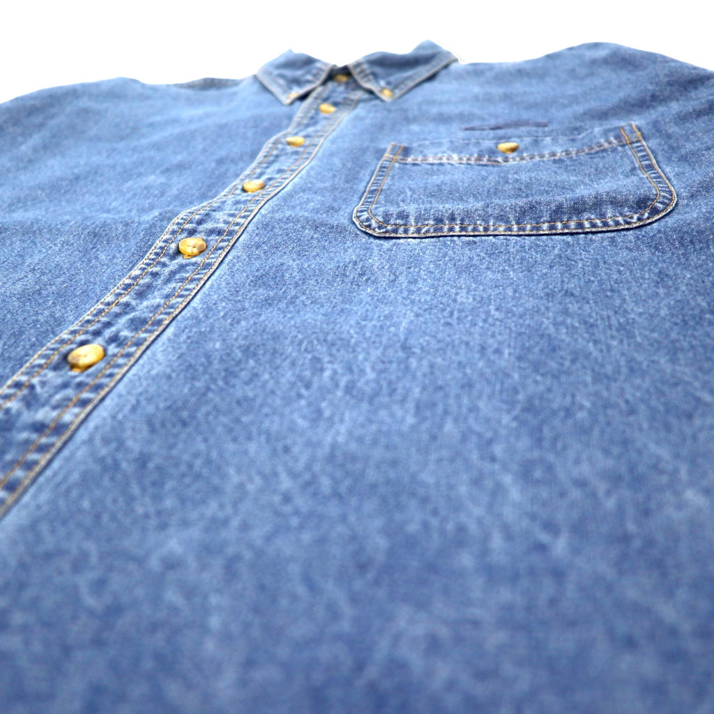 Lee 90s Denim Button Down Shirt XL Blue Cotton DENIM COLLECTION One Point Embroidery US Company Big Size