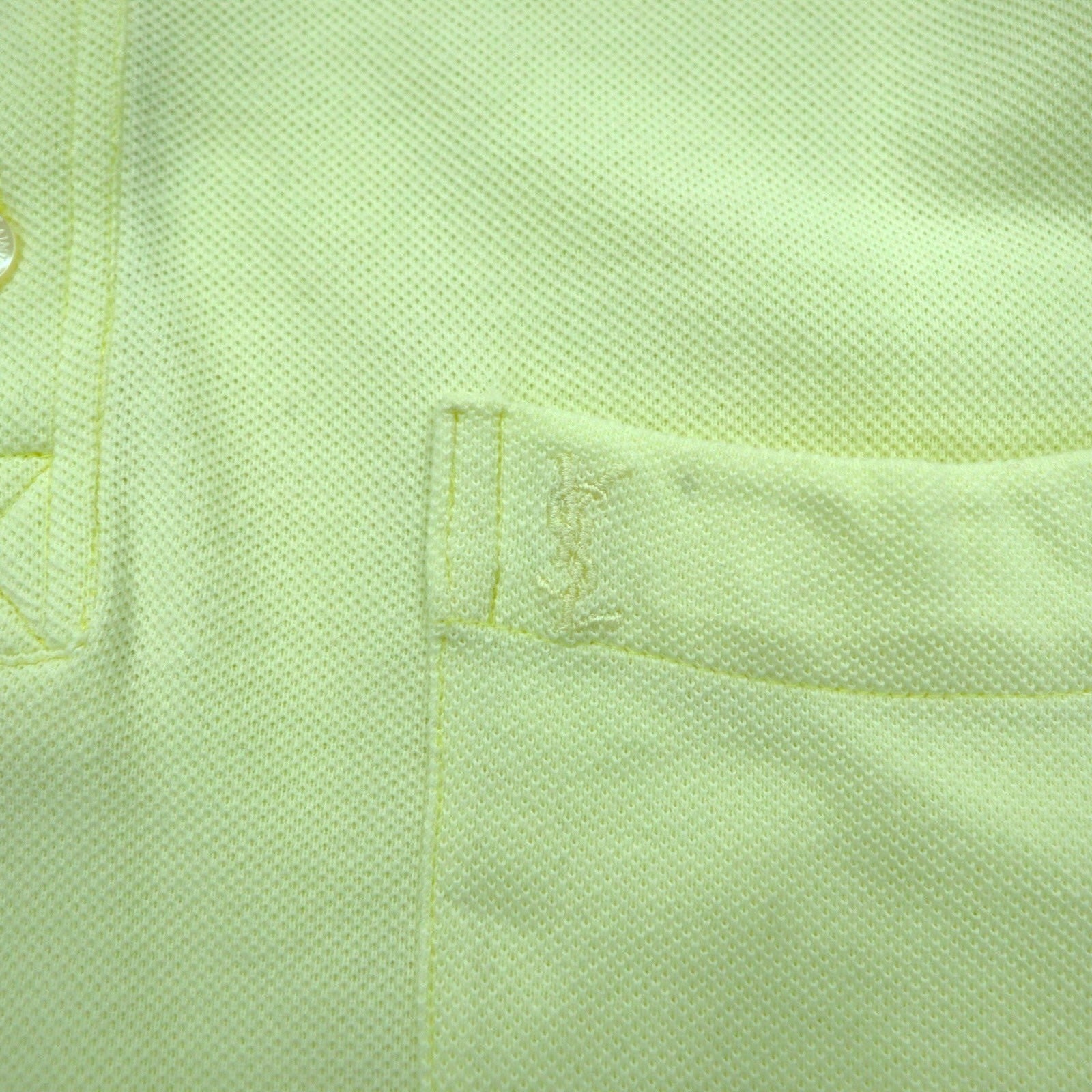 YVES SAINT LAURENT 90年代 ポロシャツ L イエロー コットン 鹿の子 YSL 胸ポケット ワンポイントロゴ刺繍