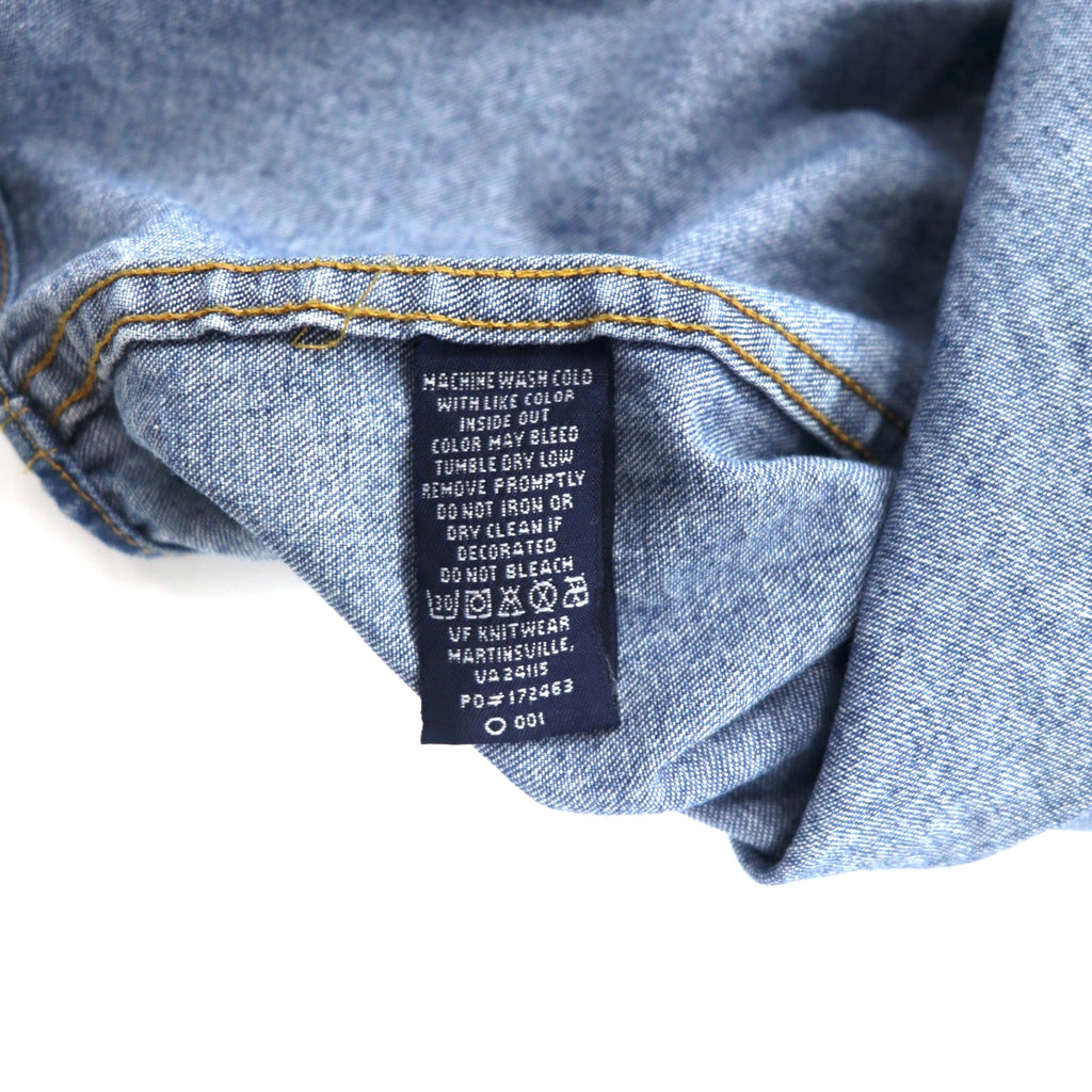 Lee 90s Denim Button Down Shirt XL Blue Cotton DENIM COLLECTION One Point Embroidery US Company Big Size