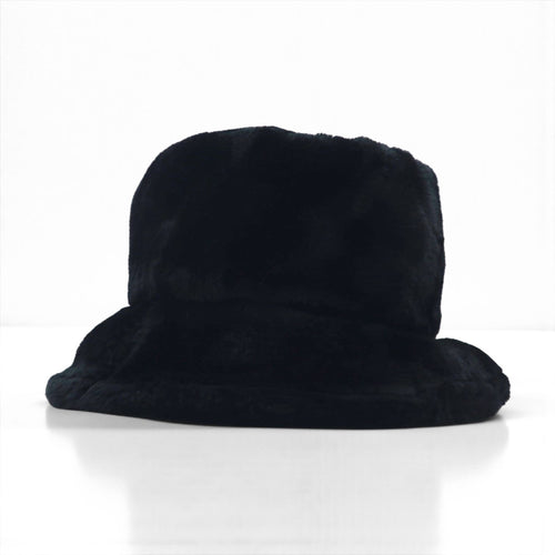 90s Vintage Faux Fur Bucket Hat フェイクファー バケットハット ブラック エコファー