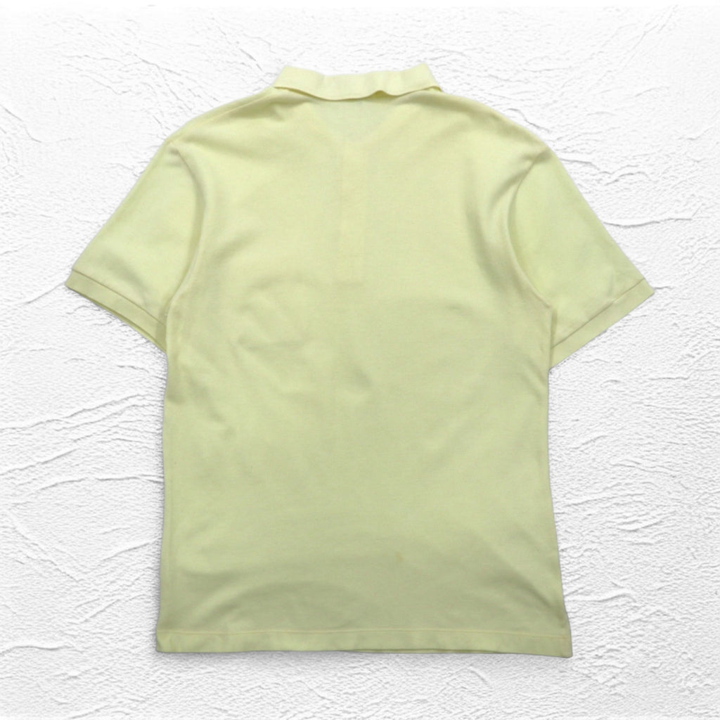 YVES SAINT LAURENT 90年代 ポロシャツ L イエロー コットン 鹿の子 YSL 胸ポケット ワンポイントロゴ刺繍