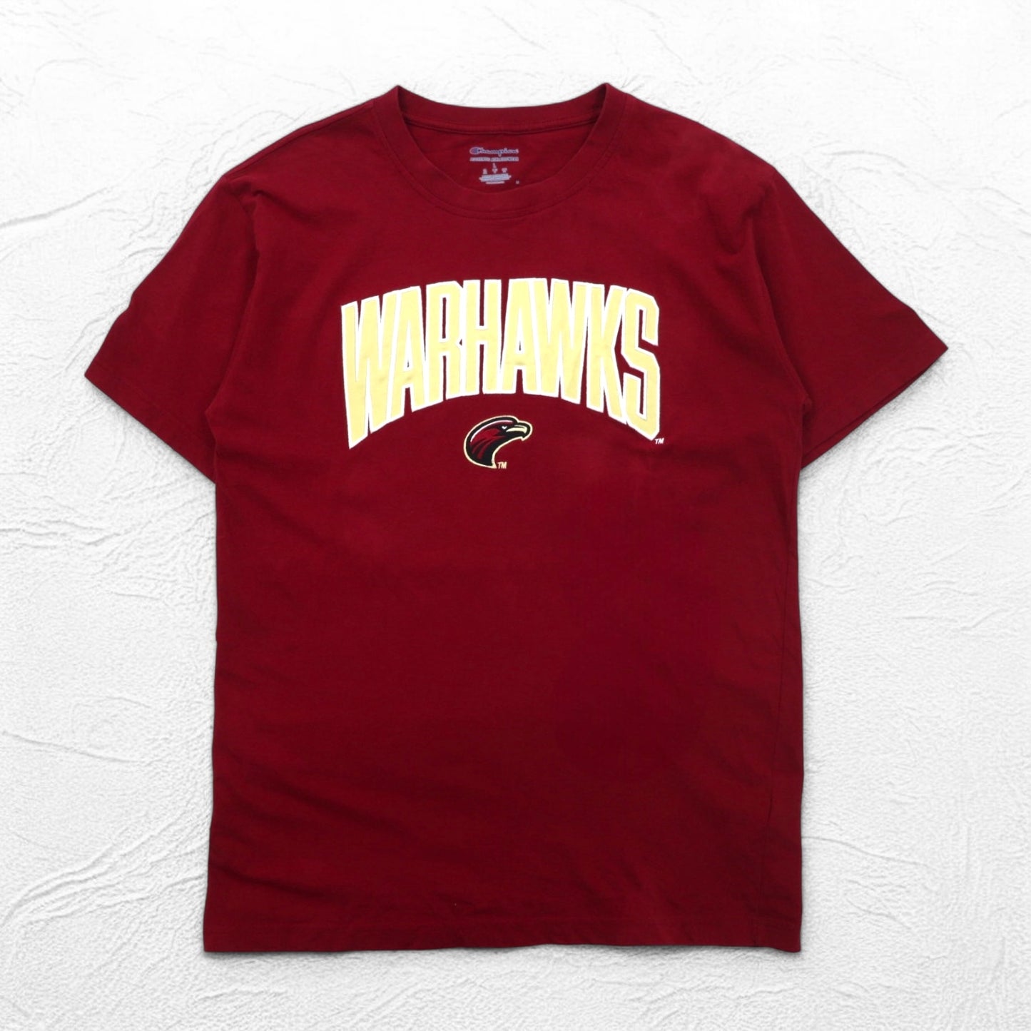 Champion カレッジ刺繍 Tシャツ XL ボルドー コットン WARHAWKS アーチロゴ