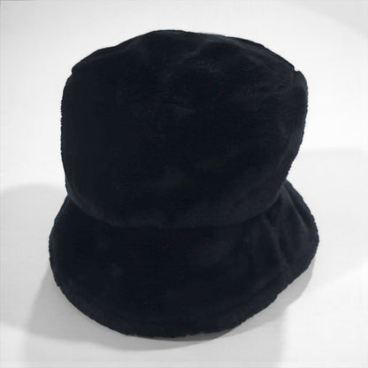 90s Vintage Faux Fur Bucket Hat フェイクファー バケットハット ブラック エコファー