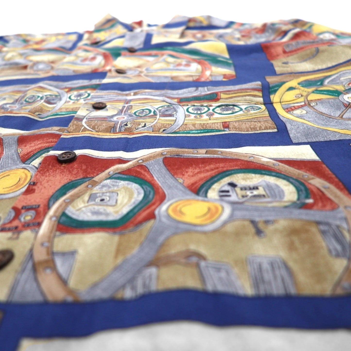 Rayn SPOONER 80年代 ハワイ製 ダイヤモンドヘッドタグ AMERICAN CLASSICS アロハシャツ L ネイビー EGYPTIAN COTTON