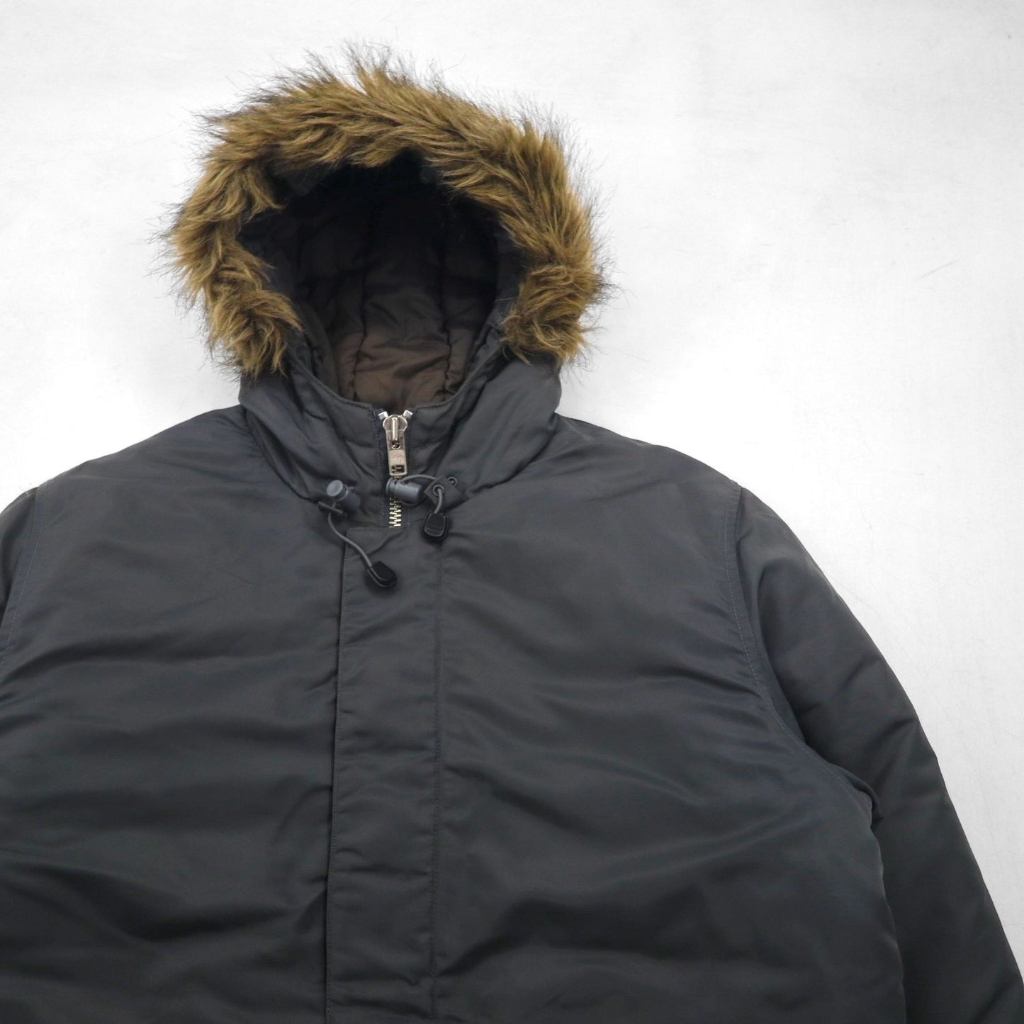 STUSSY 90s Navy Tag N-3B Flight Jacket, Size M, Drawcord, Padded, Removable Fur