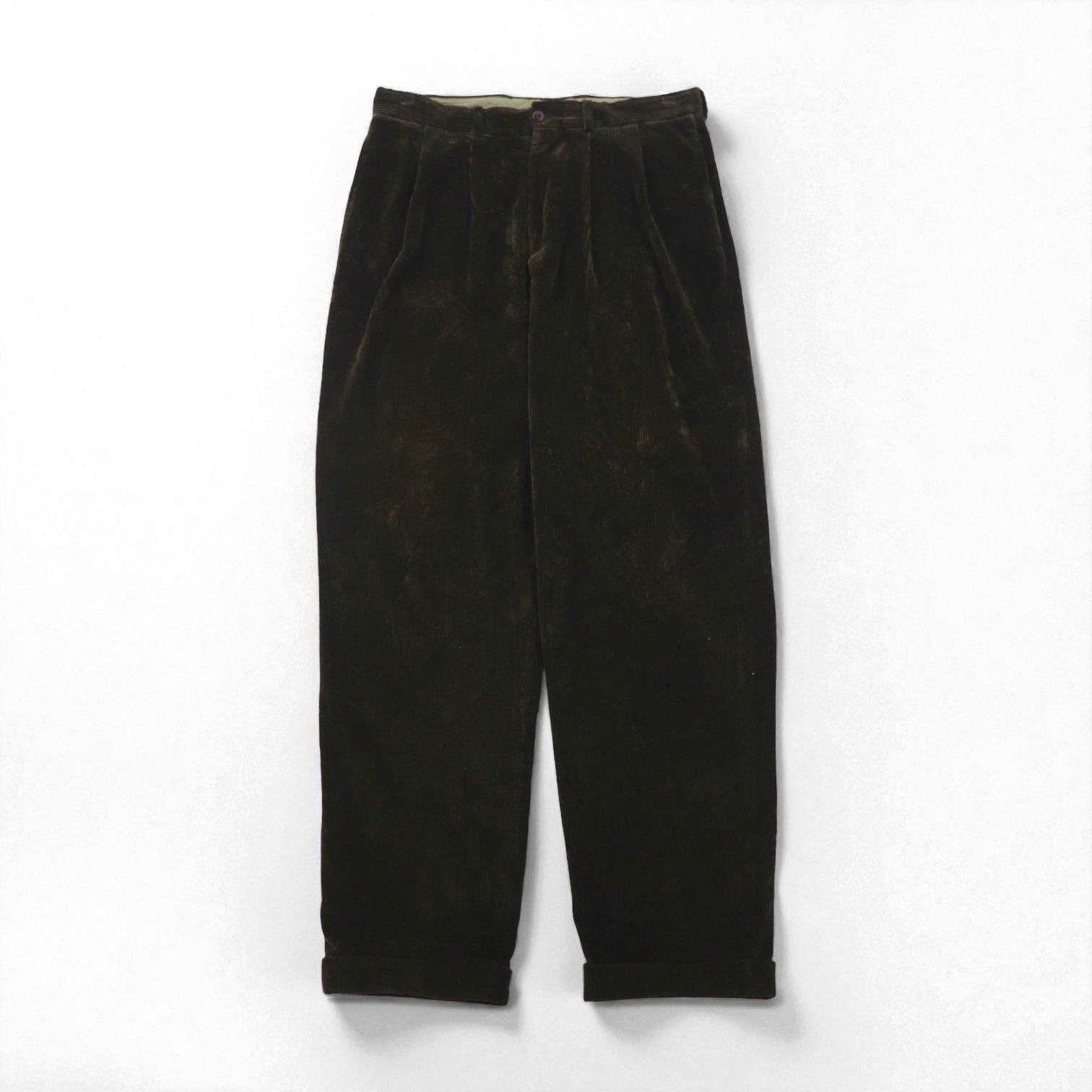 NAUTICA 90s 2-pleat Wide Corduroy Chino Work Pants, Size L, Brown, Wide Waist