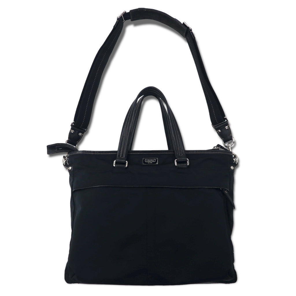 日本然リトテ-古着オンライン-COACH 2WAY ビジネスバッグ トートバッグ ブラック ナイロン レザー 70211-COACH 2WAY Business Bag Tote Bag Black Nylon Leather 70211