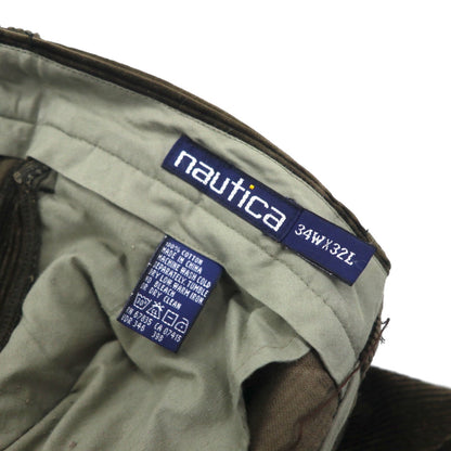 NAUTICA 90年代 2タック ワイド コーデュロイ チノパンツ ワークパンツ L ブラウン 太畝