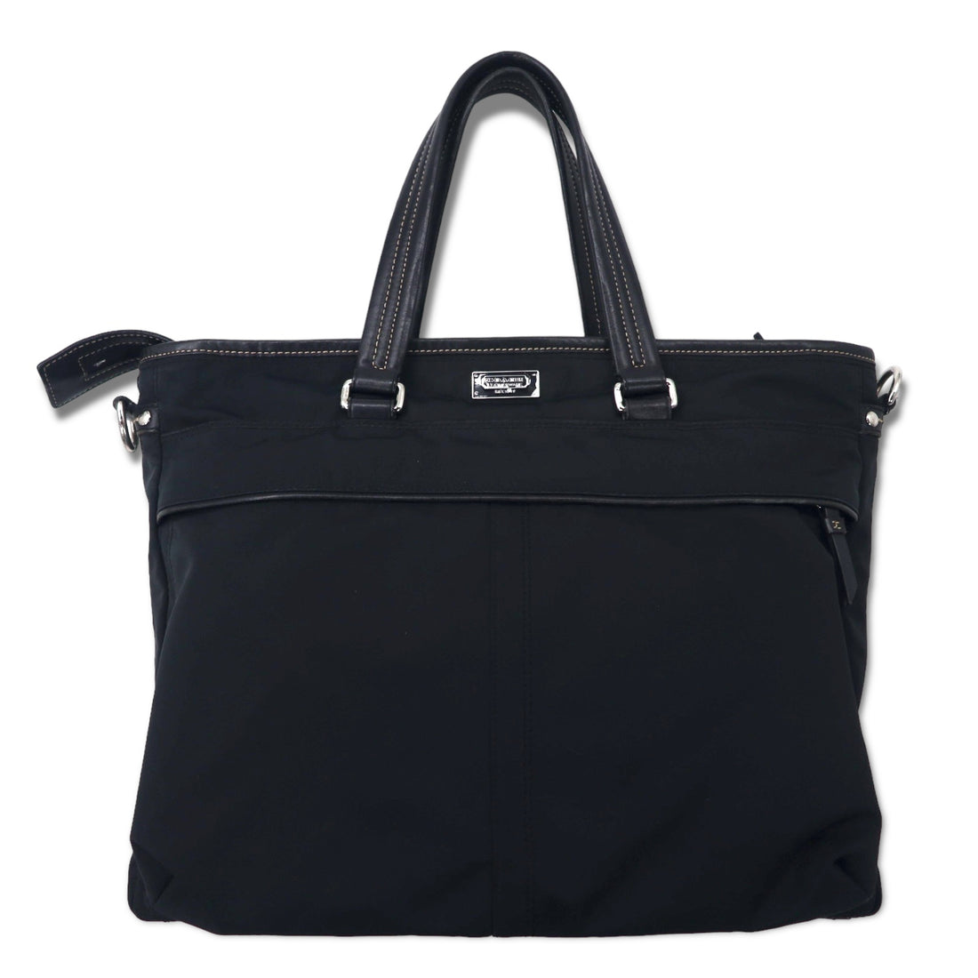 COACH 2WAY Business Bag Tote Bag Black Nylon Leather 70211