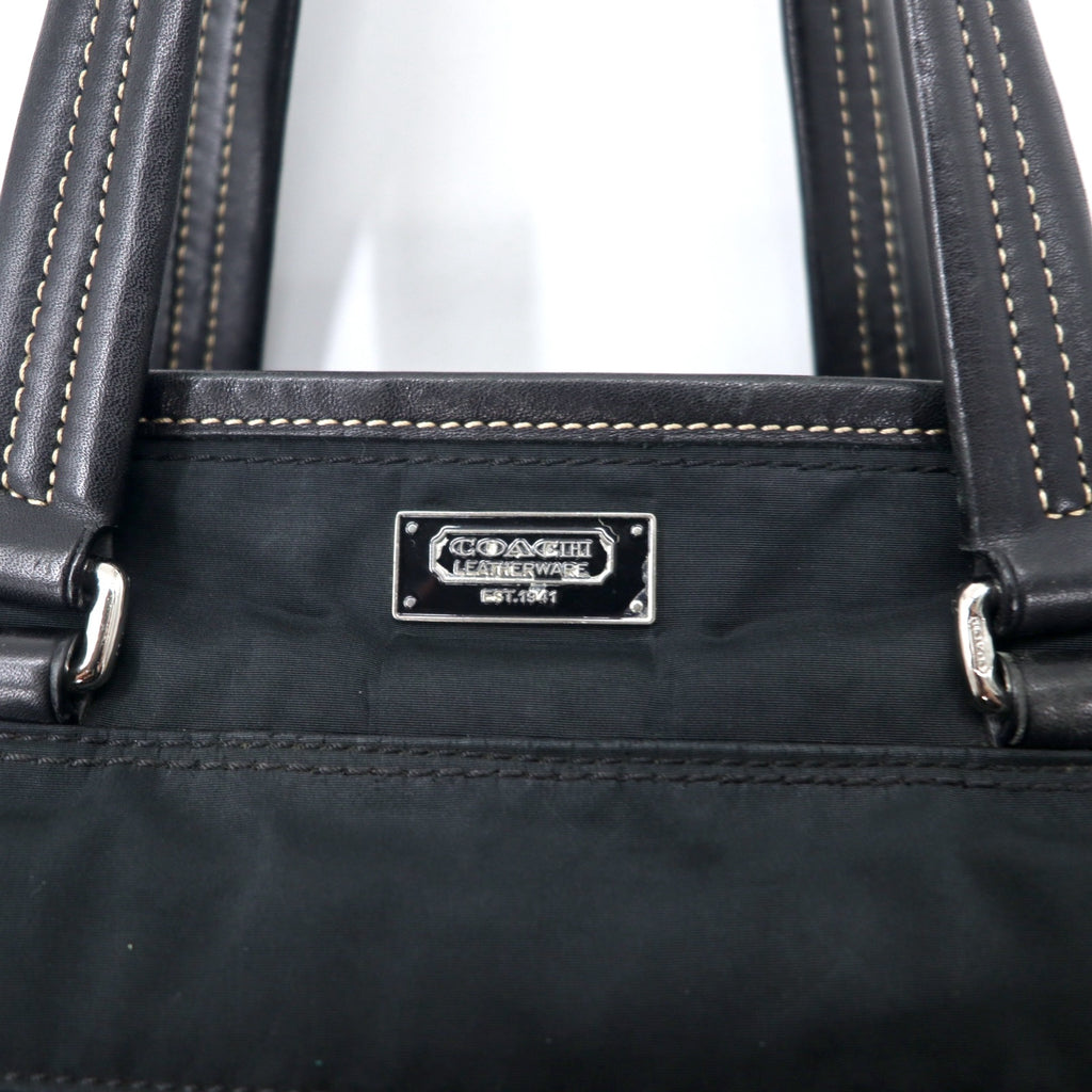 COACH 2WAY Business Bag Tote Bag Black Nylon Leather 70211
