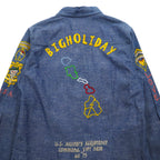 TMT Souvenir Embroidered Chambray Shirt M Indigo Blue BIG HOLIDAY Made in Japan