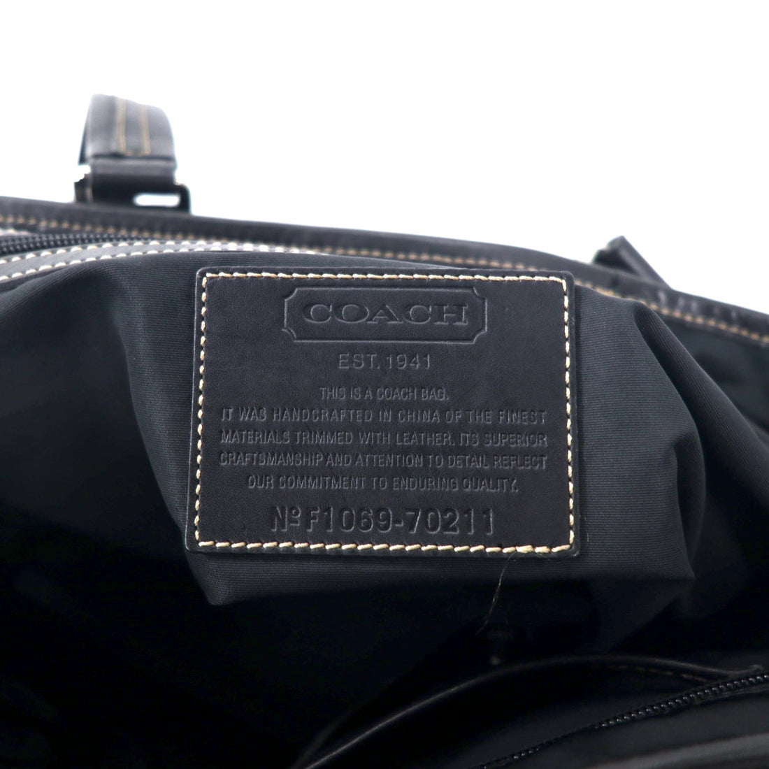COACH 2WAY Business Bag Tote Bag Black Nylon Leather 70211