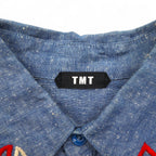 TMT Souvenir Embroidered Chambray Shirt M Indigo Blue BIG HOLIDAY Made in Japan