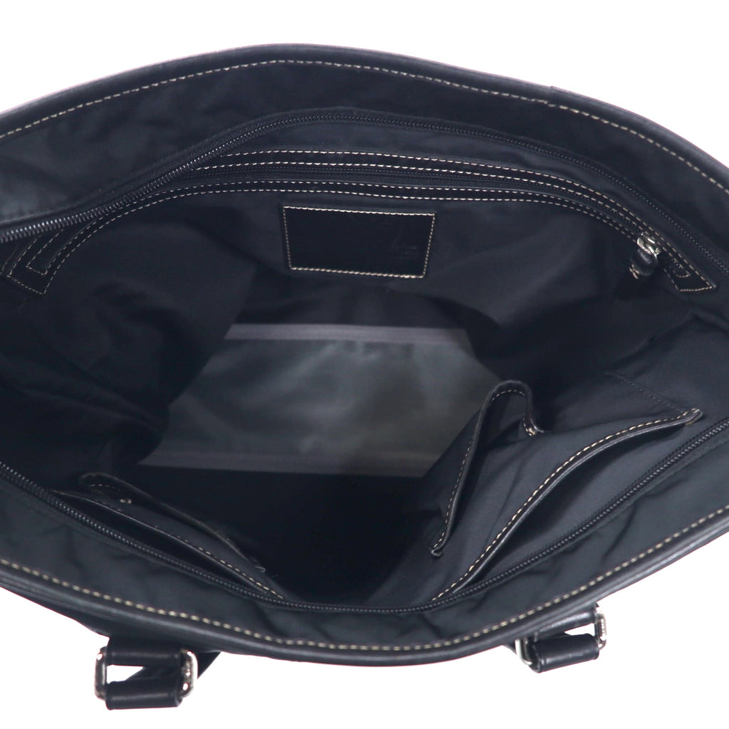 COACH 2WAY Business Bag Tote Bag Black Nylon Leather 70211