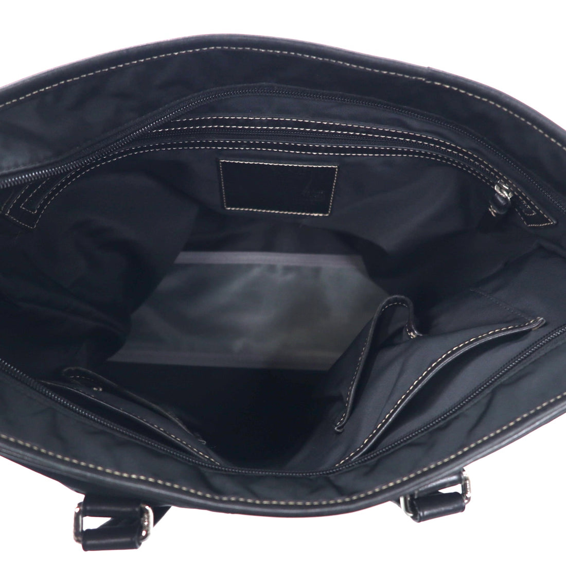 COACH 2WAY Business Bag Tote Bag Black Nylon Leather 70211