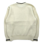 KENT & CURWEN ケーブル ニット セーター L ホワイト ウール ロゴ 刺繍 日本製