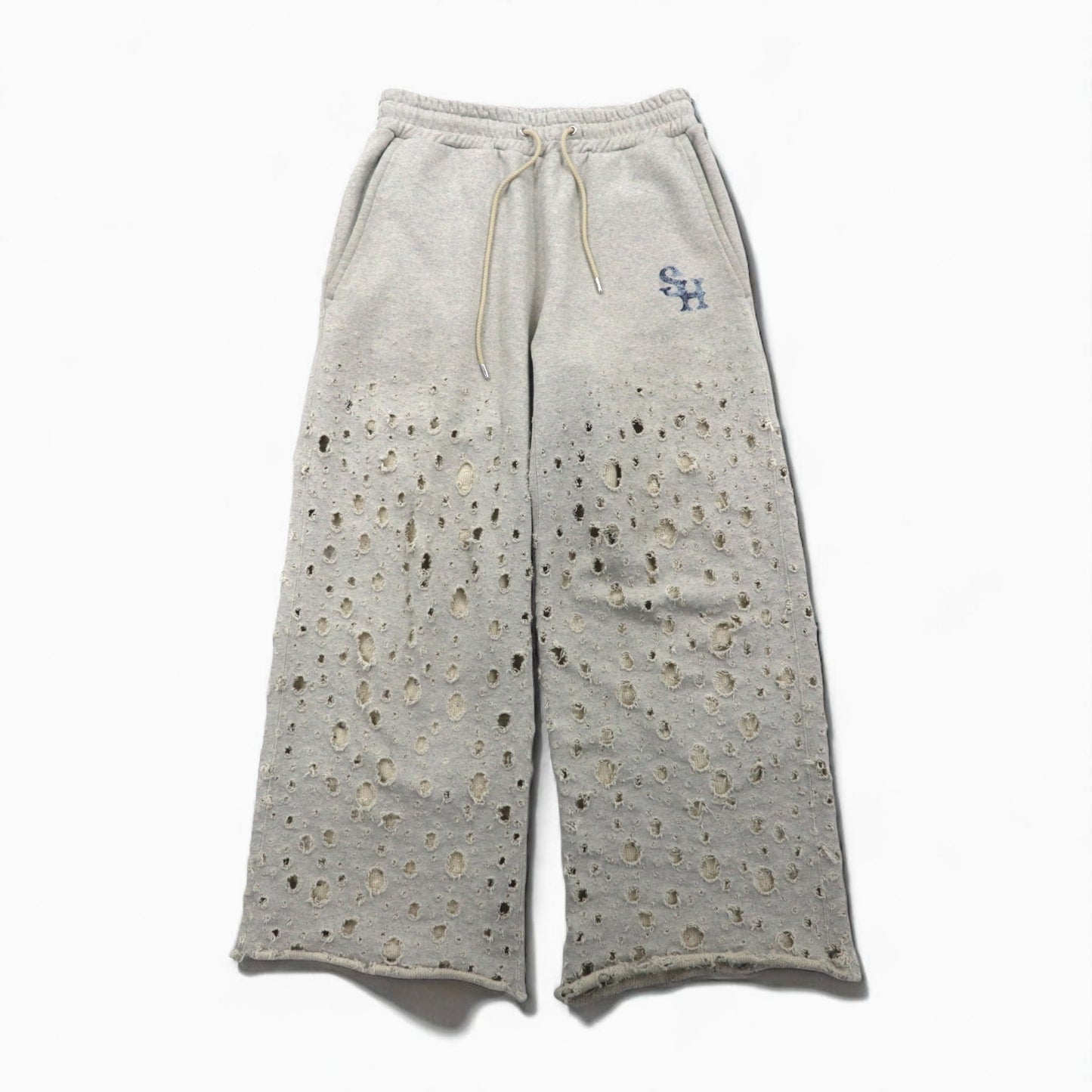 SUGARHILL Crushed Sweat Trousers, Size M, Gray, Distressed Finish, Made in Japan