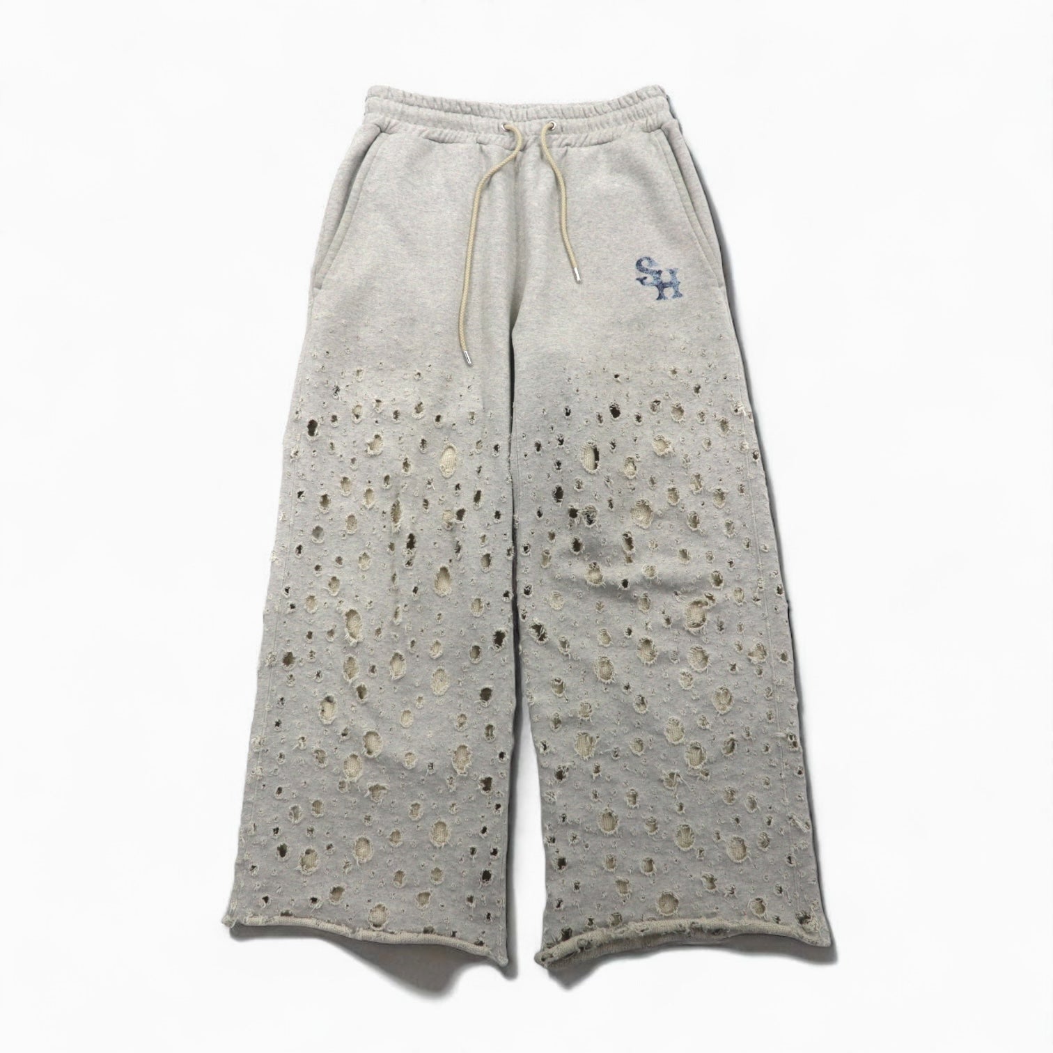 SUGARHILL Crushed Sweat Trousers, Size M, Gray, Distressed Finish, Made in Japan