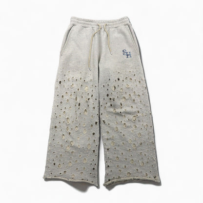 SUGARHILL Crushed Sweat Trousers, Size M, Gray, Distressed Finish, Made in Japan