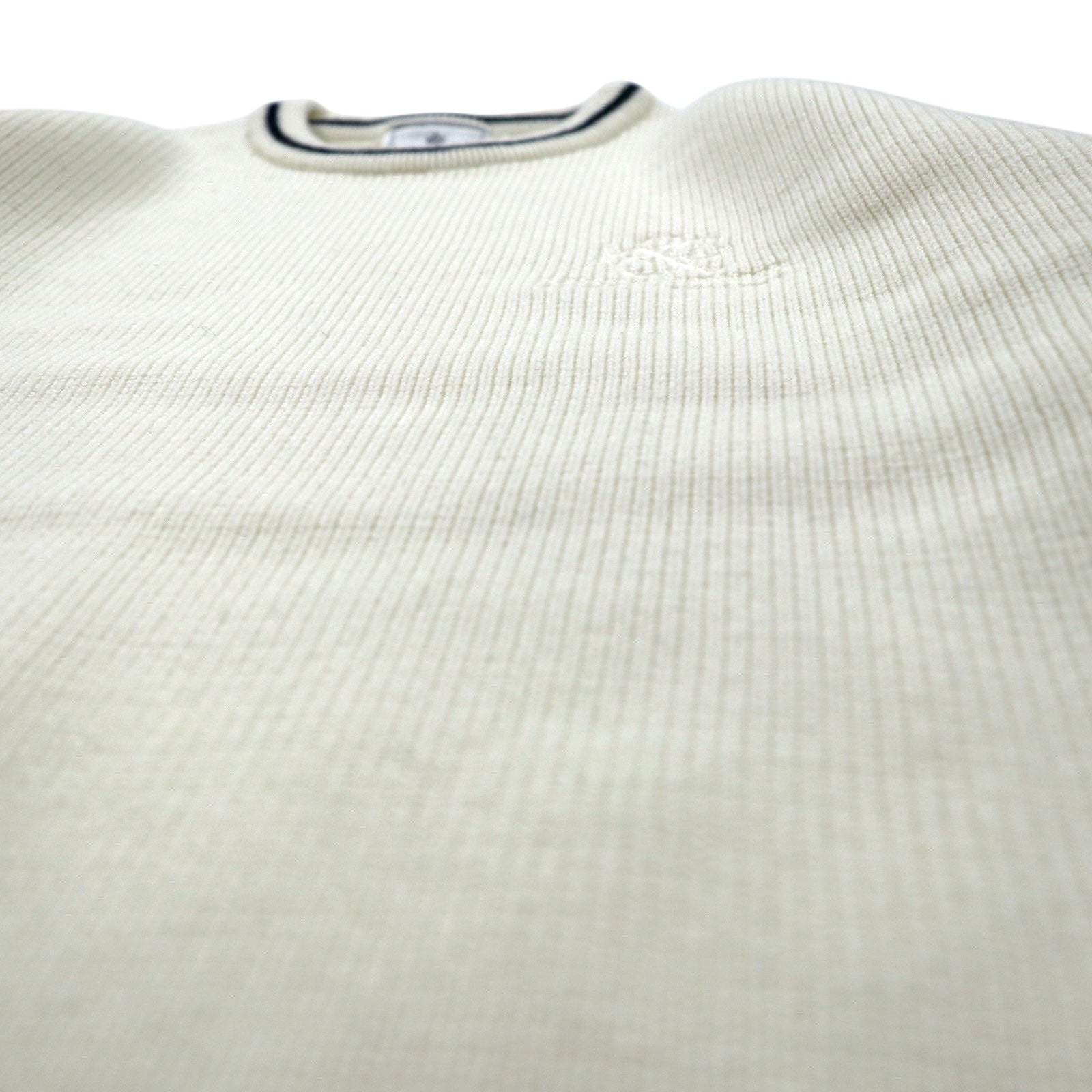 KENT & CURWEN ケーブル ニット セーター L ホワイト ウール ロゴ 刺繍 日本製