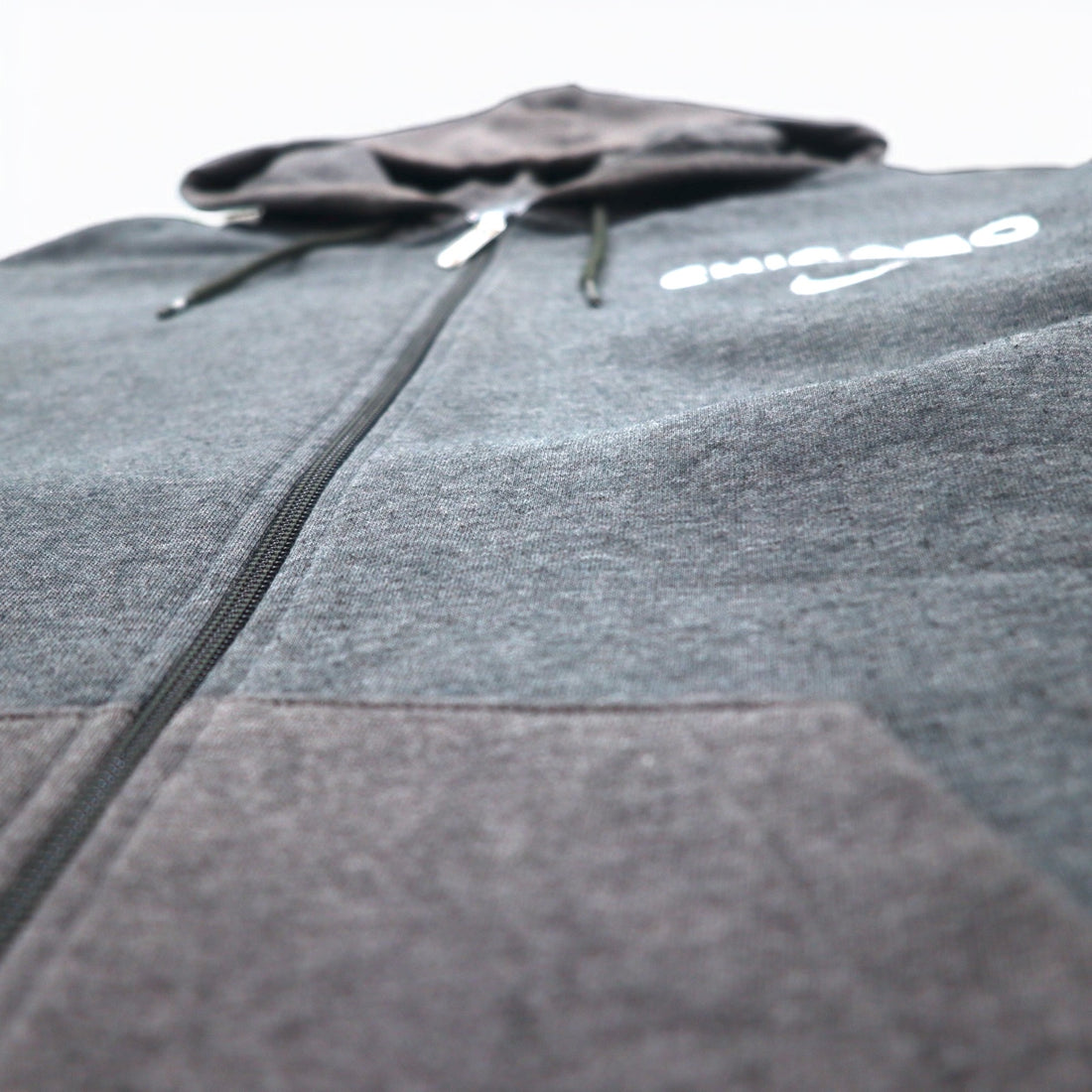 NIKE 00s ​​Full Zip Hoodie L Grey Cotton CHICAGO Swoosh Logo Embroidered Made in Turkey