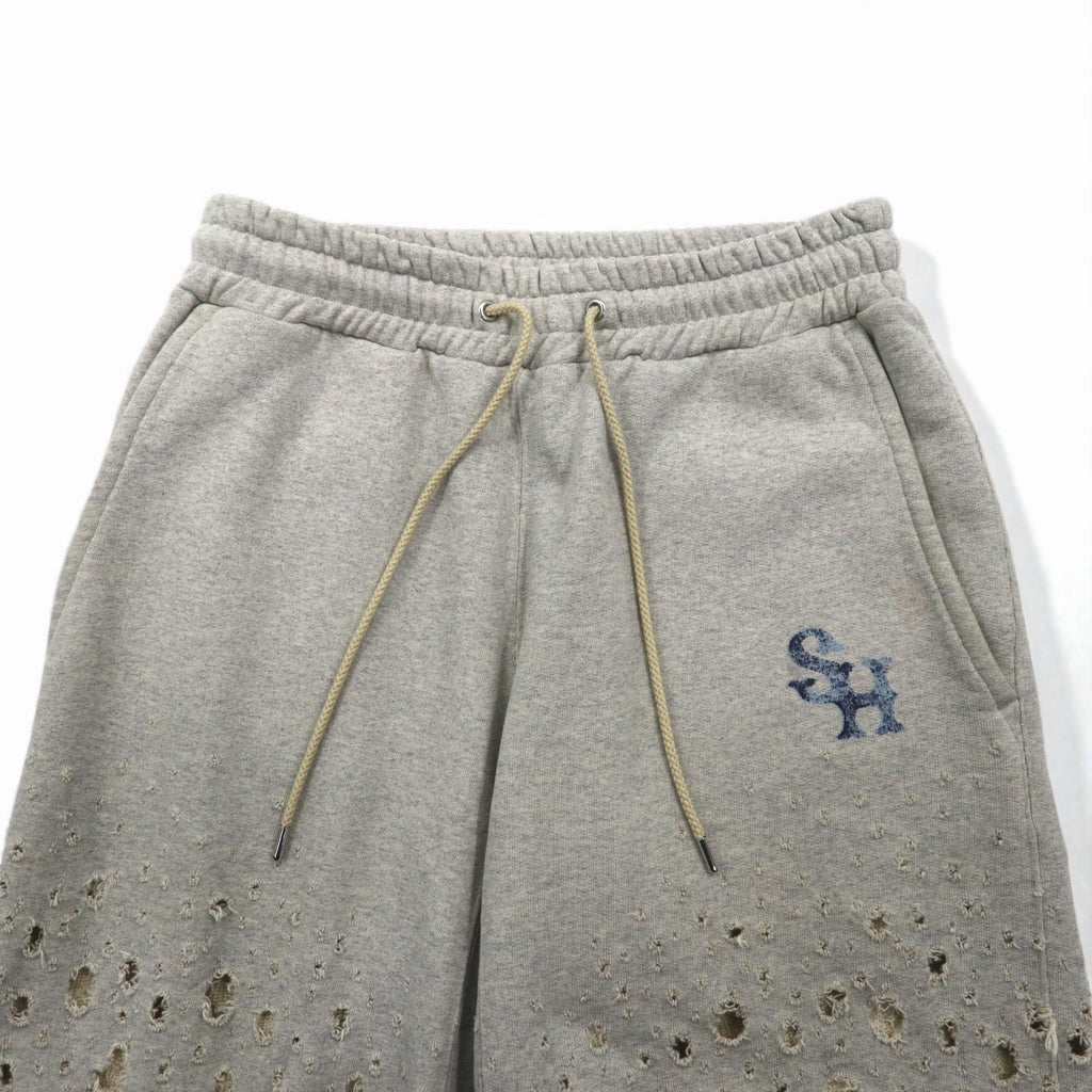 SUGARHILL Crushed Sweat Trousers, Size M, Gray, Distressed Finish, Made in Japan