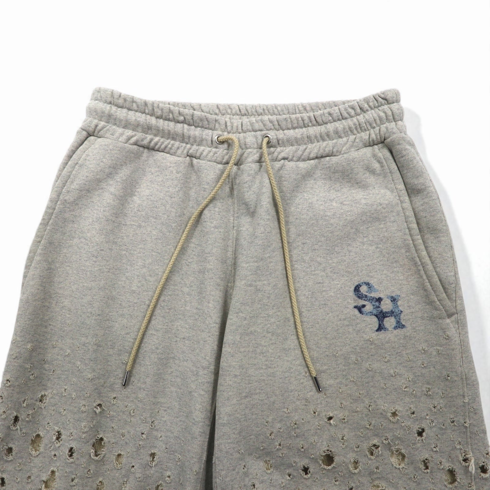 SUGARHILL Crushed Sweat Trousers, Size M, Gray, Distressed Finish, Made in Japan