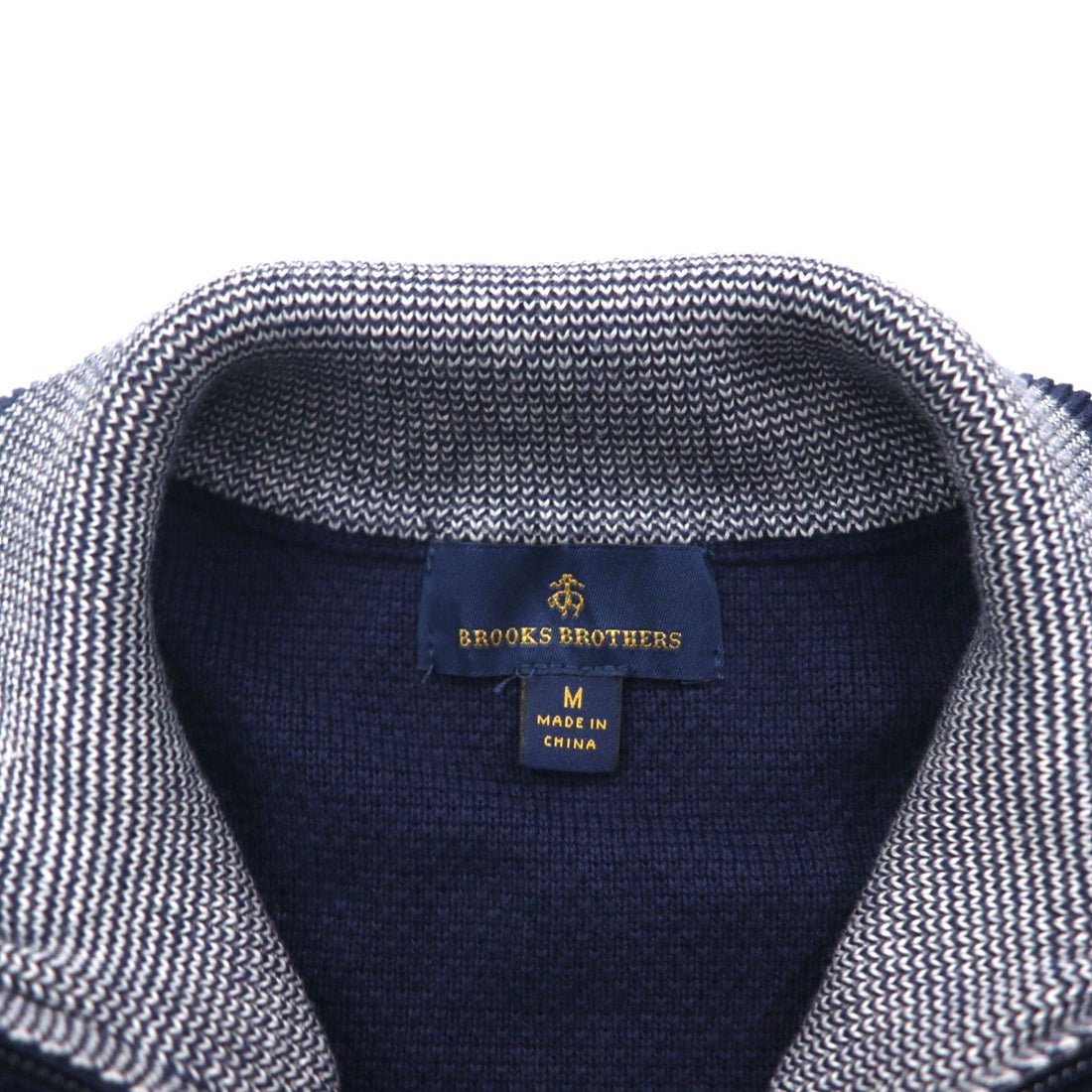 Brooks Brothers ハーフジップ ドライバーズニット セーター M ネイビー ハイネック