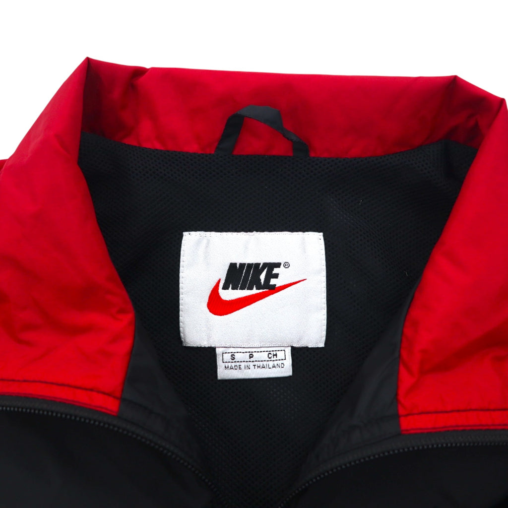 NIKE 90s Silver Tag Nylon Jacket Jersey S Black Red Fishtail Drawcord