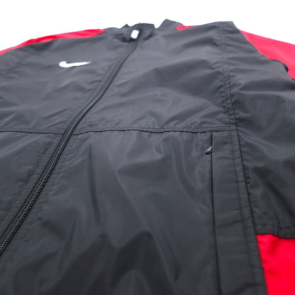 NIKE 90年代 銀タグ ナイロンジャケット ジャージ S ブラック レッド フィッシュテイル ドローコード
