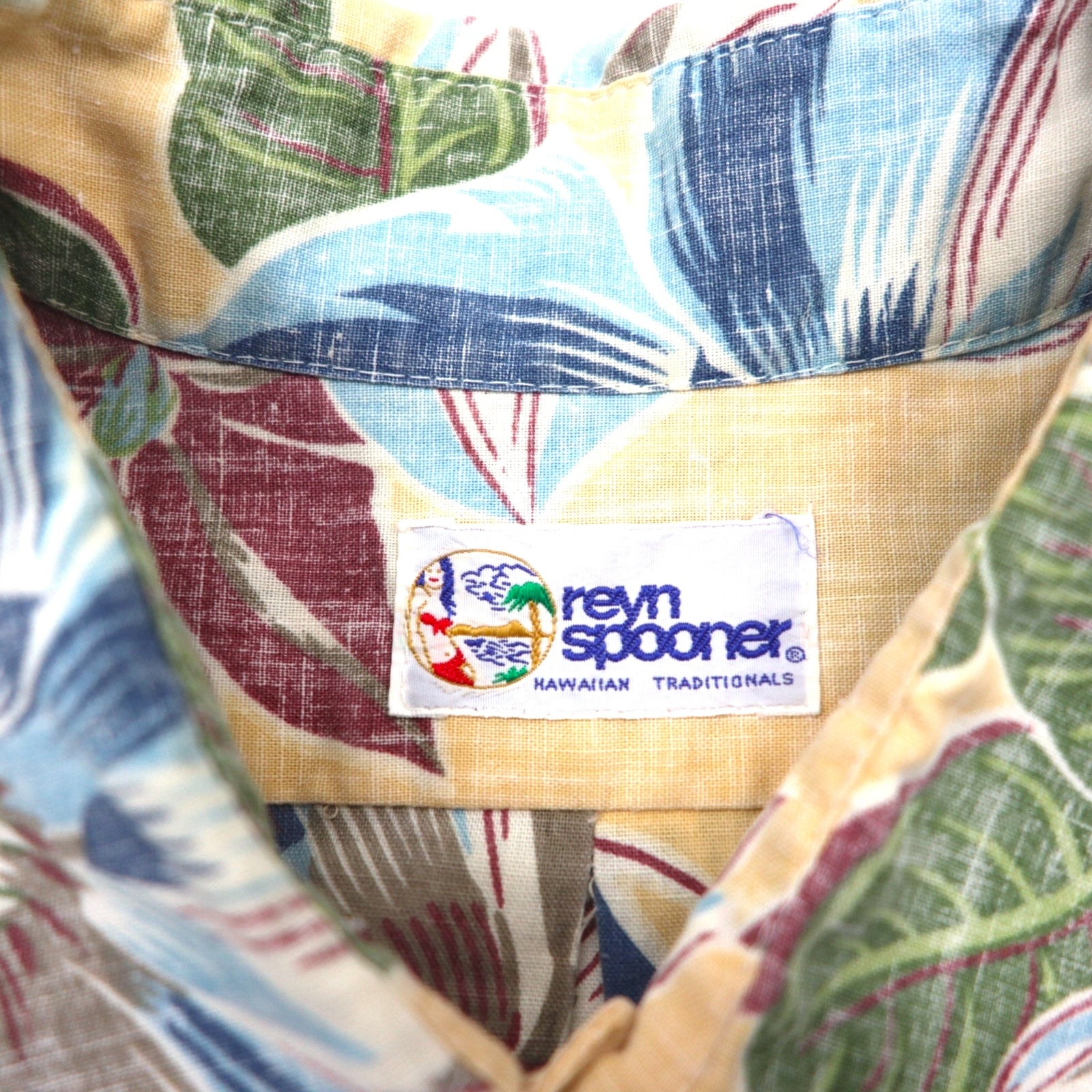 Rayn Spooner 90s Bikini Tag Aloha Shirt, Size L, Blue, Cotton, Floral Print